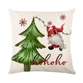 Kerst kussensloop met rood-zwart ruitjes kabouter, boom en hohoho tekst op witte basis - 45x45 cm / Kabouter Kerstboom Patroon (JYM222-1)