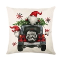 Kerst kussenhoes met rode geruite kabouters en truck voor feestelijke bankdecoratie - 45x45 cm / Kerstvrachtwagen en Kabouters Patroon (JYM222-4)