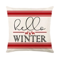 Christmas pillowcase with hello WINTER text, red stripes and reindeer design - Hello WINTER Reindeer Beige Style (JYM225-1)