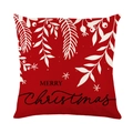 Red Christmas pillowcase with white leaves, berries and Merry Christmas print - MERRY Christmas Red Snowflake Style (JYM225-3)