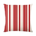 Red and white vertical striped Christmas throw pillow cover in textured polyester fabric - Red and White Wide Stripe Style (JYM225-4)