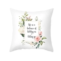 Floraler Kissenbezug mit rosa Rosen und goldenem Text auf weißem Hintergrund - 45x45 Quadrat (Ohne Füllung) / Rosa Rosenblüten-Stil (TPR460- (1))