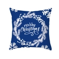 Blue Merry Christmas throw pillow cover with snowflake and festive wreath print - Blue Christmas Wreath (TPR424-14)