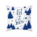 Blue snowflakes and winter bear pillow cover with 'let it snow' print on white peach skin - Tpr424-5 / 45x45 Square (No Insert)