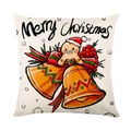 Christmas pillowcase with gingerbread man and golden bells design on white background - 45*45cm (Insert Not Included) / Gingerbread Man and Festive Bells Style (JYM170-1)