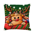 Dark green Christmas pillowcase with hand-drawn reindeer in a gift box - 45*45cm (Insert Not Included) / Dark Green Reindeer in Gift Box Style (JYM170-2)