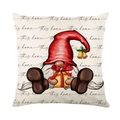 Federa natalizia con gnomo festivo e scatola regalo dorata su tessuto bianco - Stile Gnomo di Natale con Scatola Regalo (JYM223-2)