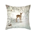 Kerst decoratieve kussensloop met aquarelprint van rendier en roodborstje voor de bank - 45x45 cm / Winter Sneeuw Sikahert En Konijn Illustratie (DRD289-3)
