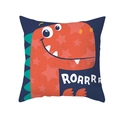Dunkelblauer Kissenbezug mit orangefarbenem Dino und ROARRR Text für Kinder - Roarrr Dunkelblau Orange Dinosaurier (TPR474-5)