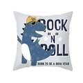 Dinosaurier Kissenbezug mit Rock 'n' Roll Print aus weichem Pfirsichhaut Stoff - Born Rock Star Blauer Dinosaurier (TPR474-8)
