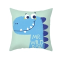 Kissenhülle aus Pfirsichhaut mit blauem Dino und MR. WILD BOY Schriftzug - Mr Wild Boy Hellgrüner Dinosaurier (TPR474-9)