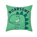 Minzgrüner Kissenbezug mit Cartoon-Dinosaurier und ROARSOME-Schriftzug aus Pfirsichhaut - Roarsome Minzgrüner Dinosaurier (TPR474-12)