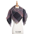 Thick checkered scarf in black with multi-color stripes and fringe on mannequin - Black Fine Plaid (FJ010-039)