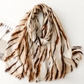 Zebra pattern gradient pashmina shawl with gold stamping and fringed edges on white - 180x88cm / Khaki (SL2410-020)