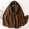 Classic leopard print shawl with fringe edges on a minimalist lifestyle background - 180*88cm / Camel (SL2410-019)