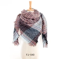 Écharpe épaisse à carreaux rouge bleu et blanc avec franges pour femme FJ-040 - Bleu à Petits Carreaux (FJ010-040)