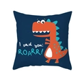 Dunkelblauer Kissenbezug mit orangem Cartoon-Dinosaurier und 'ROARR!' Aufdruck - I Sad You Dunkelblauer Dinosaurier (TPR474-22)