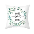 Square peach skin pillowcase with green eucalyptus wreath and Home Sweet Home print - Home Sweet Home Wreath (TPR472-5) / 45x45CM (No Core)