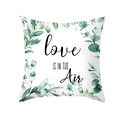 Green leaf print peach skin pillowcase with Love Is In The Air artistic text design - Love In The Air Style (TPR472-7) / 45x45CM (No Core)
