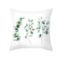 Peach skin pillowcase with green eucalyptus leaf print on a cream white background - Three Eucalyptus Stems (TPR472-9) / 45x45CM (No Core)