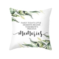 White peach skin pillowcase with green leaf print and family memory quote - Family Memories Style (TPR472-11) / 45x45CM (No Core)