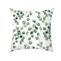 Eucalyptus leaf print square pillowcase in white peach skin fabric for sofa decor - Single Eucalyptus Branch (TPR472-12) / 45x45CM (No Core)
