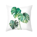 Peach skin pillowcase featuring a watercolor Monstera leaf print on a white background - Broadleaf Greenery Style (TPR472-13) / 45x45CM (No Core)