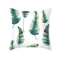 Fresh tropical green leaves watercolor print on white peach skin velvet pillow cover - Tropical Green Leaf Style (TPR472-16) / 45x45CM (No Core)