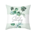 Square green tropical leaf pillowcase with Live Simply quote in soft peach skin fabric - Live Simply Style (TPR472-21) / 45x45CM (No Core)