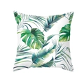White peach skin pillow case with tropical green leaves and monstera leaf print - Tropical Leaf Combo (TPR472-23) / 45x45CM (No Core)