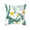 Tropical peach skin pillowcase with monstera leaves and frangipani print design - Plumeria Greenery Style (TPR472-24) / 45x45CM (No Core)