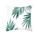 Square pillowcase featuring green tropical palm leaf print on white peach skin fabric - Tropical Palm Style (TPR472-26) / 45x45CM (No Core)