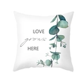 Peach skin pillowcase with green eucalyptus print and LOVE grows HERE quote - Love Grows Here Style (TPR472-27) / 45x45CM (No Core)