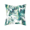 Fresh green tropical palm leaf print pillowcase in soft peach skin fabric texture - Banana Leaf Combo Style (TPR472-28) / 45x45CM (No Core)