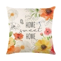 Housse de coussin fleurs Home Sweet Home avec imprimé coquelicots et papillons - Slogan Home Cercle Floral (JYM281-1)