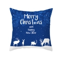 Blue Christmas pillowcase with white reindeer silhouettes and snowflake pattern - Tpr424-6 / 45x45 Square (No Insert)