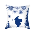 Modern peach skin pillow cover featuring Klein blue Santa Claus and snowflake prints - White Santa Forest (TPR424-9)