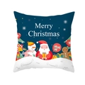 Navy blue Christmas pillowcase with Santa, snowman, and gingerbread man patterns - Dark Blue Santa Snowman Gingerbread Man Style (TPR415-2)