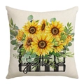 Sunflower print pillow cover with gather text in buffalo plaid basket style - 18x18 Inch / Gather Sunflower Basket Style (JYM306-4)