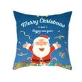 Blue Christmas throw pillow cover featuring Santa Claus and Happy New Year greeting - Dark Blue Sitting Santa Claus Style (TPR415-7)
