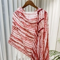 Detail of red and white tie-dye shawl featuring traditional Chinese handmade buttons - 260*60 / Red White Tie-dye Style (SL2408-pk13)
