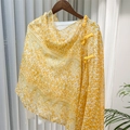 Detail of yellow ethnic geometric pattern shawl with traditional Chinese knot buttons - 260*60 / Yellow Ethnic Geometric (SL2408-pk32)