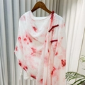 Detail of traditional Chinese handmade frog button on white and red gradient shawl - 260*60 / Red White Ink Wash Style (SL2408-pk27)