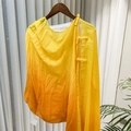 Detailed view of Chinese knots on gradient chiffon scarf shawl with pleated texture - 260*60 / Bright Yellow Gradient (SL2408-pk25)