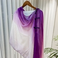 Detail of purple-white gradient shawl featuring traditional Chinese button closure style - 260*60 / Purple Gradient Style (SL2408-pk20)