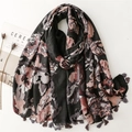 Dicker Schal mit Leopardenmuster, handgefertigten Quasten und abstrakter Marmortextur - Schwarz Rot Camo Stil (SL2409-004黑红)