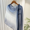 Detail of blue gradient Chinese shawl featuring traditional knots on soft fabric - 260*60 / Blue White Gradient Style (SL2408-pk21)