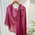 Detail of traditional Chinese knot buttons on a lightweight burgundy sheer silk shawl - 260*60 / Wine Red Translucent Style (SL2408-pk24)