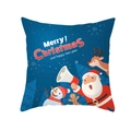 Blue Christmas pillowcase with Santa and reindeer pattern for holiday home decor - Dark Blue Snowman and Reindeer Party Style (TPR415-8)