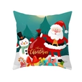 Green Christmas pillowcase featuring Santa Claus and snowman festive cartoon prints - Dark Green Forest Santa and Snowman Style (TPR415-9)